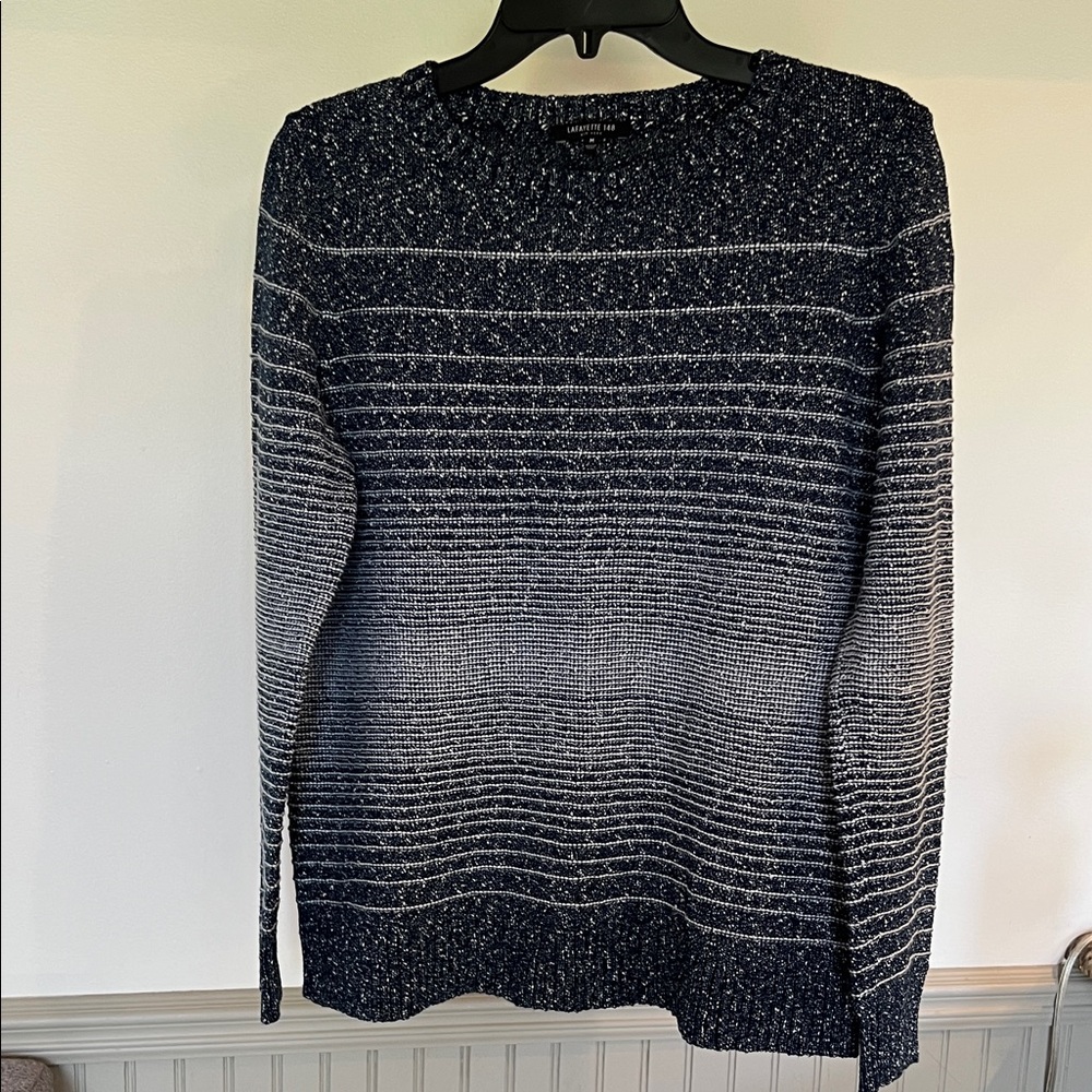Lafayette 148 New York Navy and White Striped Sweater